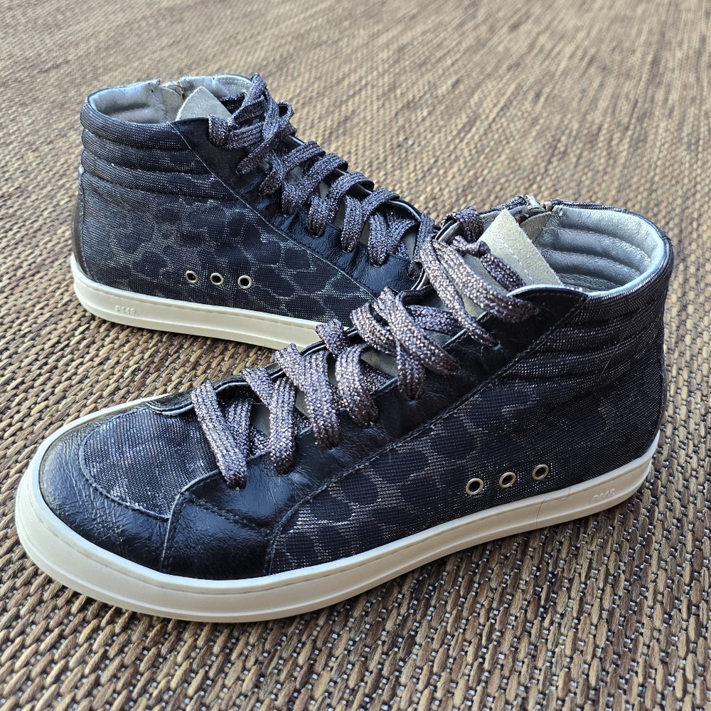 P448 SKATE HIGH TOP LEOPARD PRINT TEXTILE / LEATHER SNEAKERS